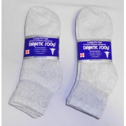Diabetic Quarter Socks Grey Size 10-13