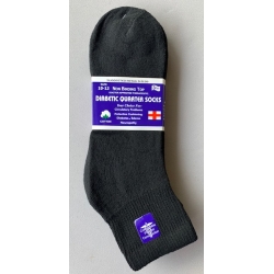 Diabetic Quarter Socks Black Size 10-13 Diabetic Quarter Socks Black Size 10-13