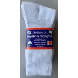 Diabetic Crew Socks White Size 9-11