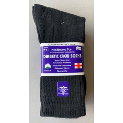 Diabetic Crew Sock Black Size 9-11 