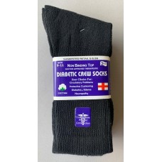 Black Diabetic Crew Sock Size 9-11