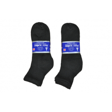 Black Diabetic Quarter Socks Size 13-15